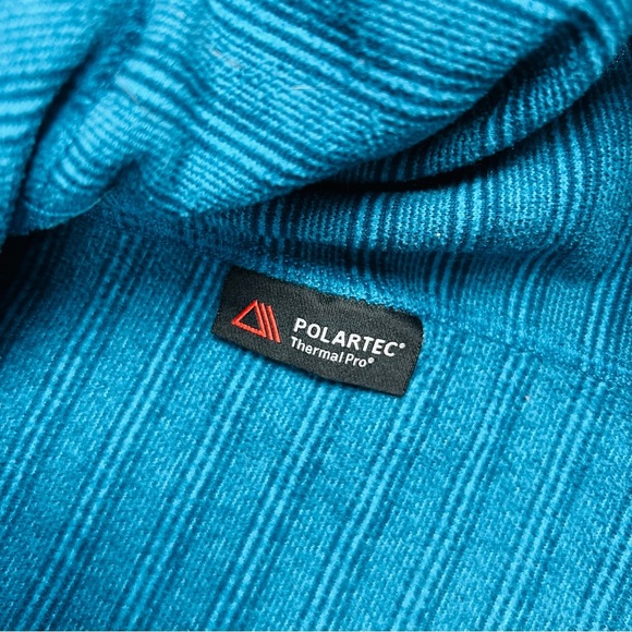 The North Face Fleece Small Women's Lightweight Full Zip Blue Stripe Jacket Teal - Picture 6 of 12